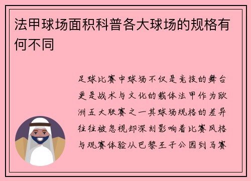 法甲球场面积科普各大球场的规格有何不同