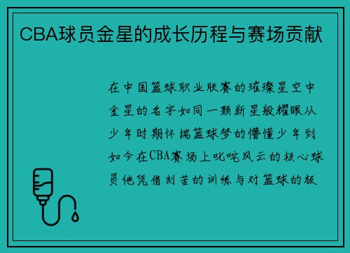 CBA球员金星的成长历程与赛场贡献